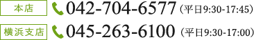 本店 042-704-6577 横浜支店 0045-263-6100
